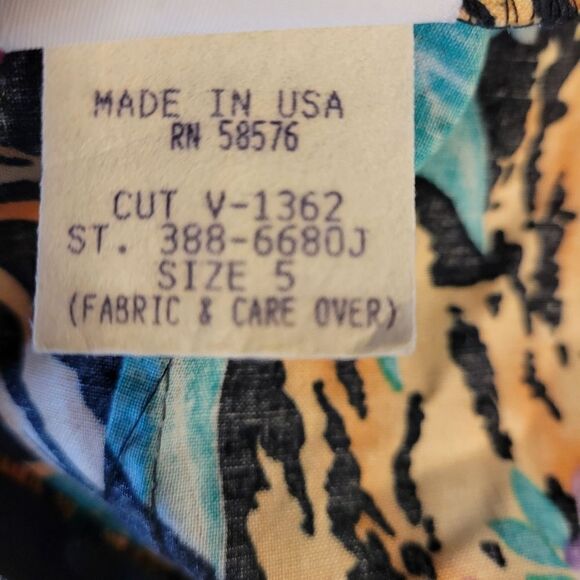 SMW 80s Vintage Drop Waist Off the Shoulder Leopard Cheetah Tropical Dress - Picture 11 of 15